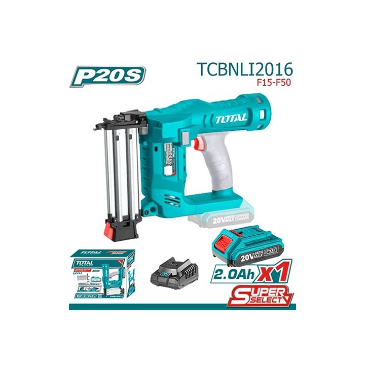 Súng bắn đinh thẳng dùng pin 20V Total, Loại đinh F15~F35 và F15~F40, Tốc độ truyền đinh 3 đinh/s - Thinksafe