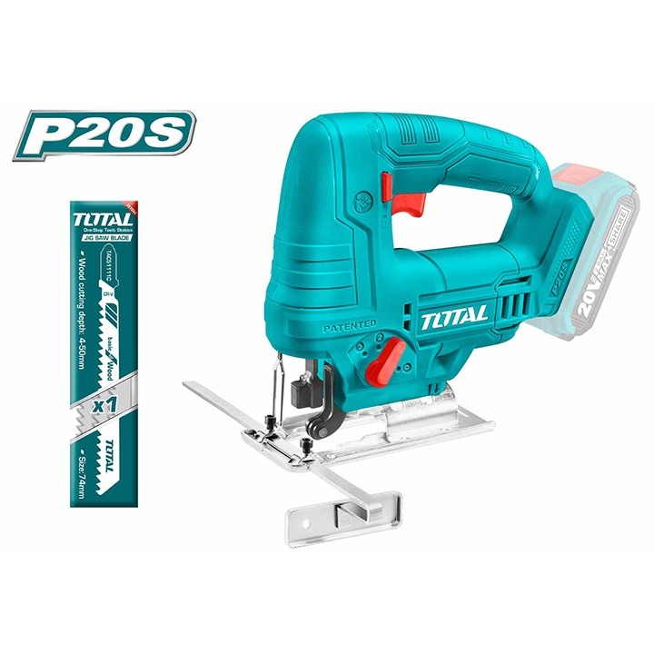 Máy cưa lọng dùng pin 20V Total, tốc độ không tải 2400rpm, cưa gỗ 65mm và kim loại 8mm, phân phối chính hãng - Thinksafe