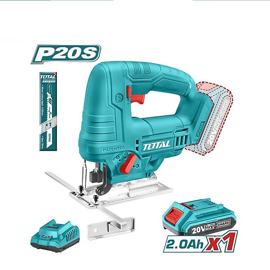 Máy cưa lọng dùng pin 20V Total, tốc độ không tải 2400rpm, cưa gỗ 65mm và kim loại 8mm, phân phối chính hãng - Thinksafe