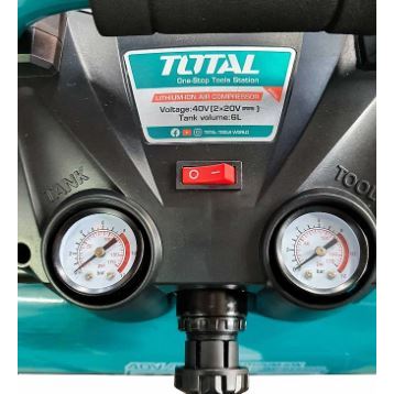 Máy nén khí 6L dùng pin 40V Total TACLI2003, áp suất tối đa 135PSI, không kèm pin và sạc - Thinksafe