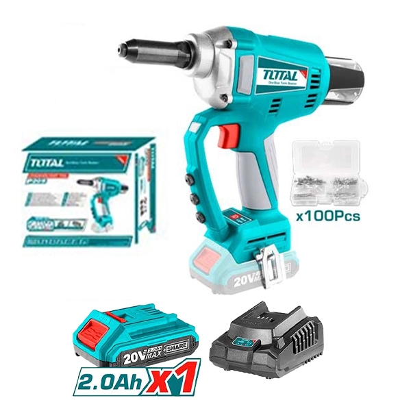 Máy rút rivet dùng pin 20V Total TRTLI20051, Kèm 1 pin&1 sạc, Lực kéo: 20kN, phân phối chính hãng - Thinksafe