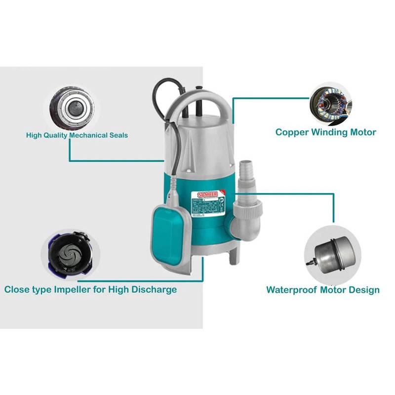 Bơm chìm thải vỏ nhựa Total công suất 750W - 1000W, tốc độ dòng chảy tối đa: 216L/P, Bơm chìm chính hãng -Thinksafe