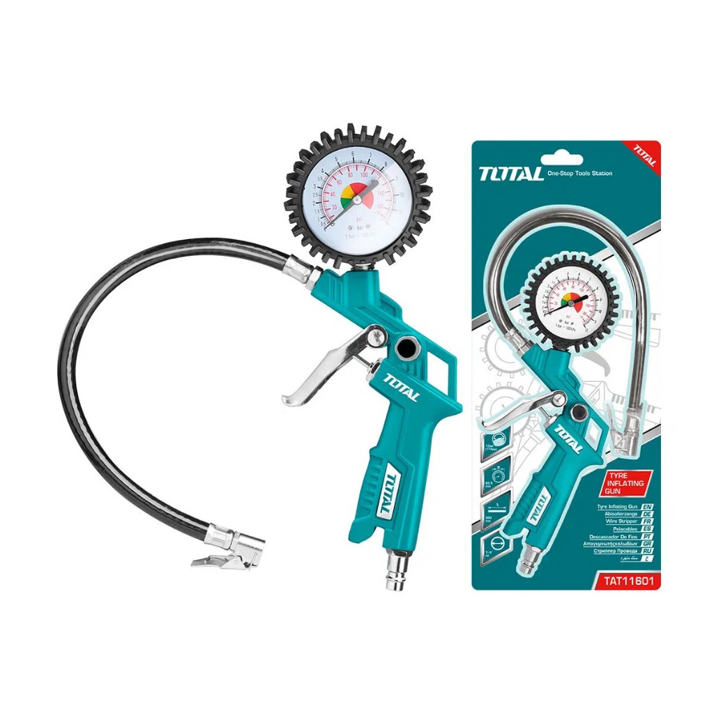 Súng bơm lốp xe ô tô Total TAT11601, áp suất tối đa 320PSI, Súng bơm dùng khí chính hãng - Thinksafe