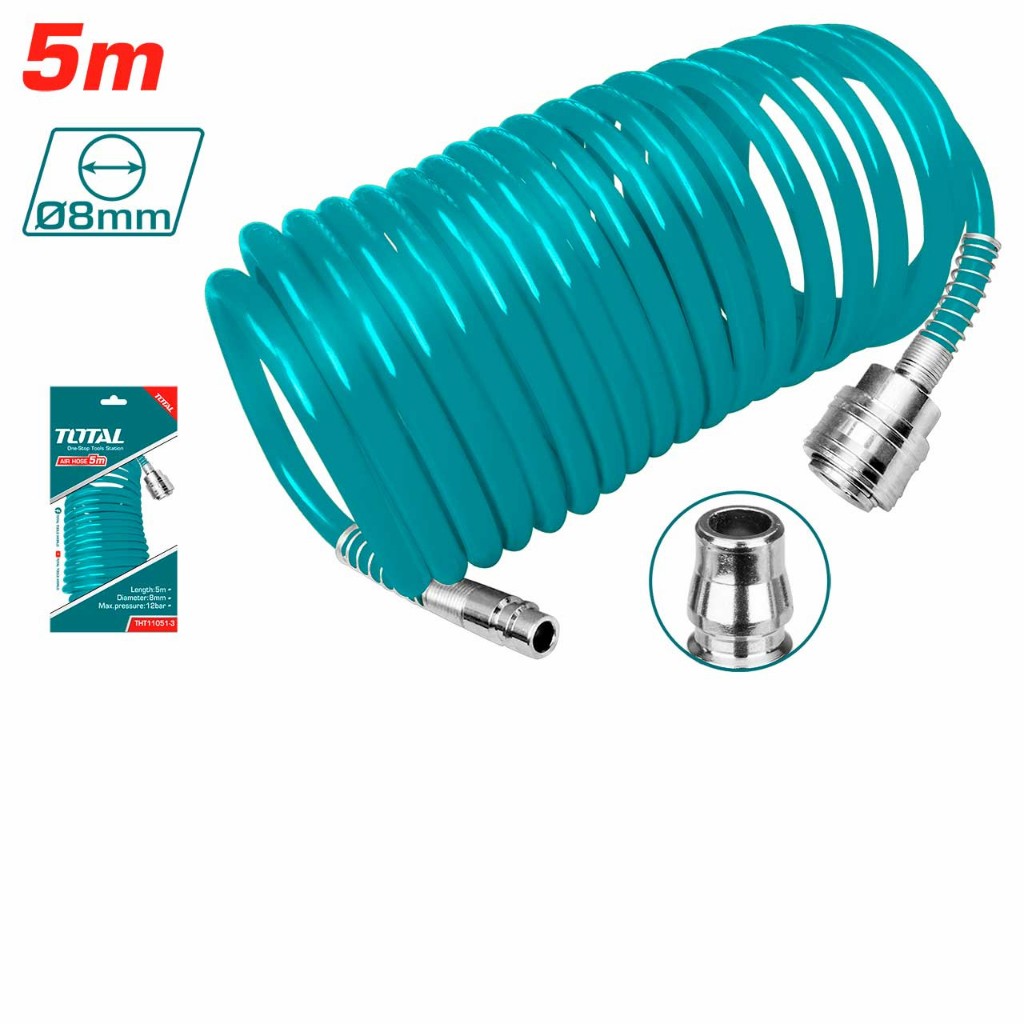 Bộ 5 công cụ dùng khí Total TATK053-3 đầu nối loại Nitto, Dụng cụ xịt hơi 5 chi tiết chính hãng - Thinksafe