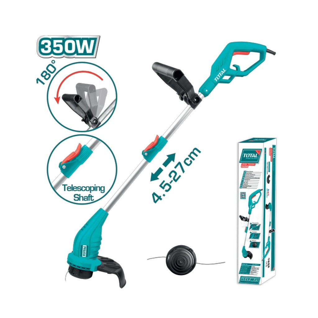 Máy cắt cỏ dùng điện TOTAL TG103512, công suất 350W, tốc độ không tải 11000v/p, máy phát cỏ chính hãng - Thinksafe