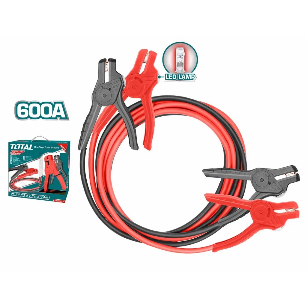 Dây cáp sạc bình ắc qui Total, chất liệu dây bằng đồng, chiều dài cáp 2.5m - 3m, kích thước kẹp thay đổi - Thinksafe
