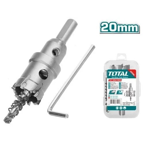 Mũi khoét lỗ kim loại Total kích thước 20mm - 35mm, khả năng cắt 26mm, mũi khoan kim loại chính hãng - Thinksafe