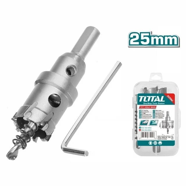 Mũi khoét lỗ kim loại Total kích thước 20mm - 35mm, khả năng cắt 26mm, mũi khoan kim loại chính hãng - Thinksafe