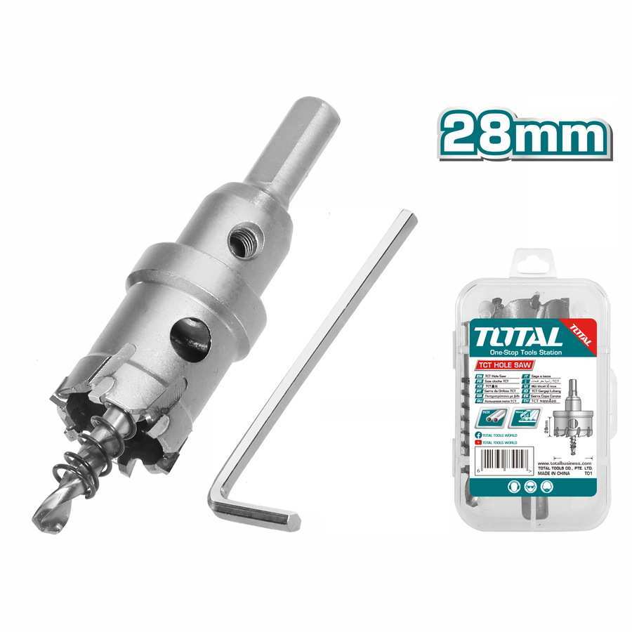 Mũi khoét lỗ kim loại Total kích thước 20mm - 35mm, khả năng cắt 26mm, mũi khoan kim loại chính hãng - Thinksafe