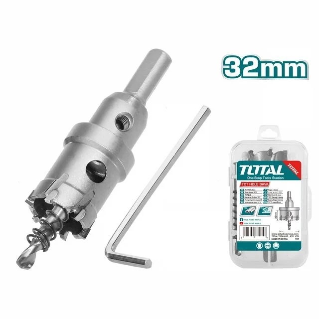 Mũi khoét lỗ kim loại Total kích thước 20mm - 35mm, khả năng cắt 26mm, mũi khoan kim loại chính hãng - Thinksafe
