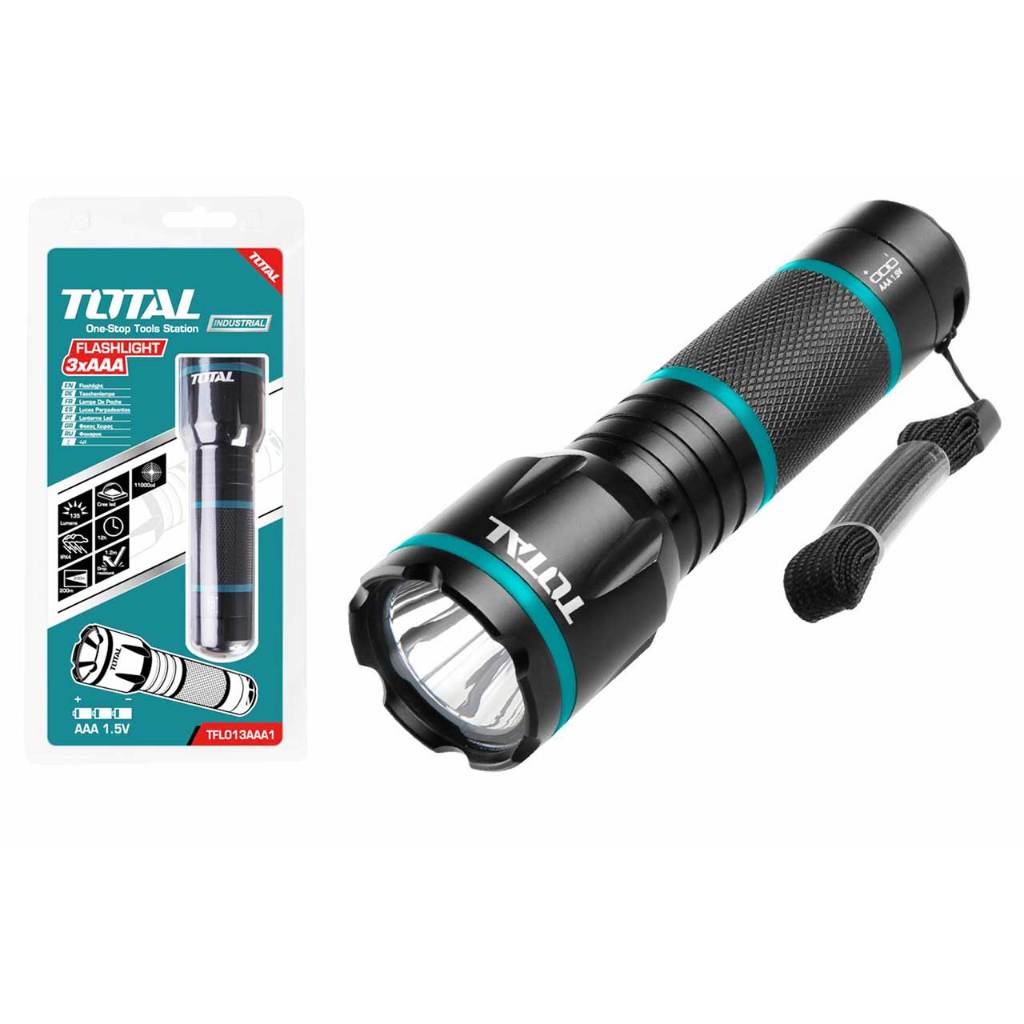 Đèn Pin TOTAL TFL013AAA1-TCFL186501, vỏ hợp kim nhôm siêu bền, chiếu sáng 4h-8h, Đèn chiếu sáng chính hãng - Thinksafe