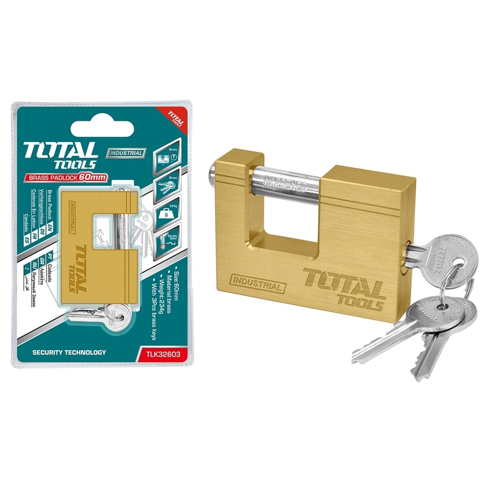 Ổ Khoá Vuông TOTAL, TLK32603-TLK32703, chất liệu đồng thau,  kèm 3 chìa khoá, ổ khoá cao cấp chính hãng - Thinksafe