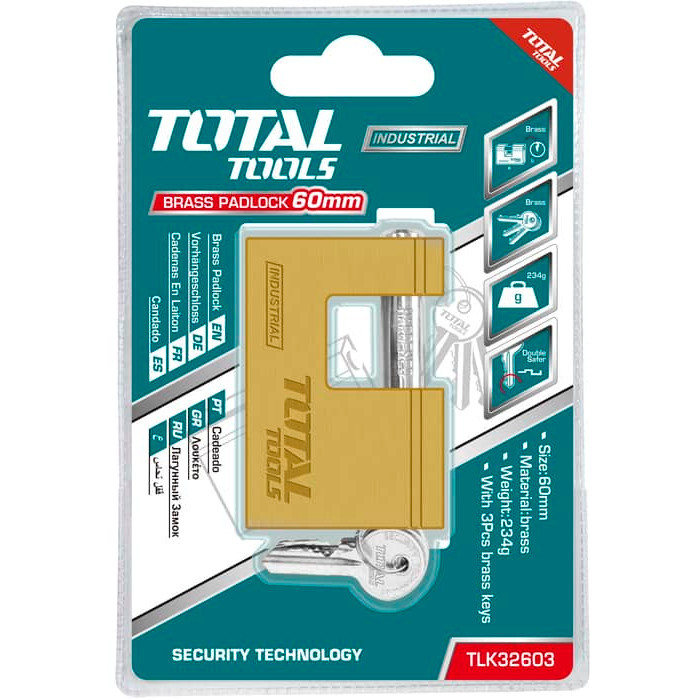 Ổ Khoá Vuông TOTAL, TLK32603-TLK32703, chất liệu đồng thau,  kèm 3 chìa khoá, ổ khoá cao cấp chính hãng - Thinksafe
