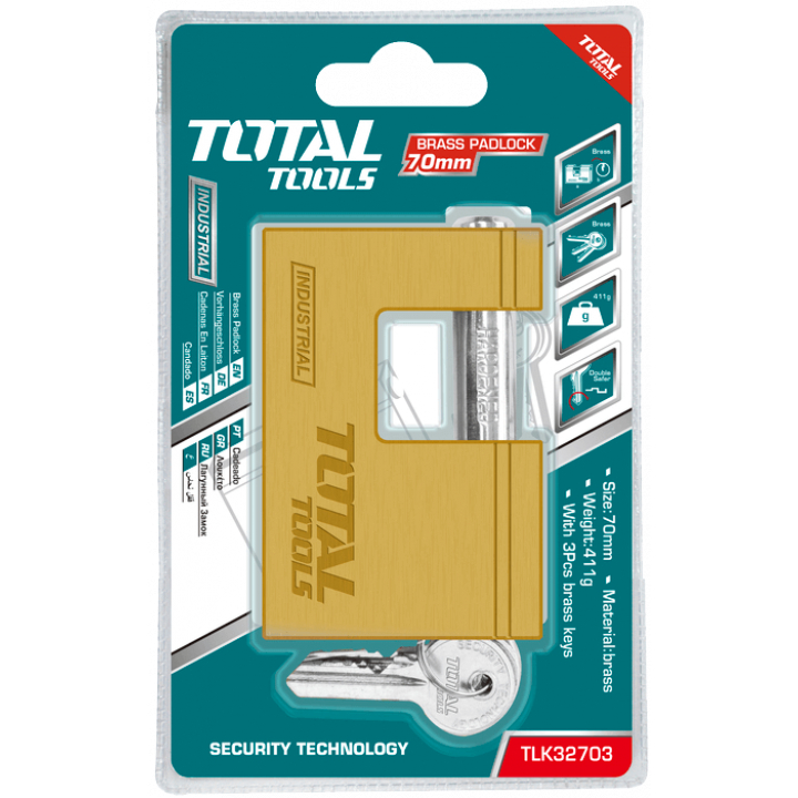 Ổ Khoá Vuông TOTAL, TLK32603-TLK32703, chất liệu đồng thau,  kèm 3 chìa khoá, ổ khoá cao cấp chính hãng - Thinksafe
