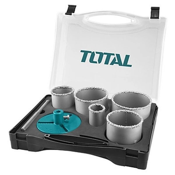 Bộ 7 mũi khoét lỗ gạch Total TACSH2071, sử dụng lưỡi thép hợp kim, cacbua dùng khoét gạch, khoét kiếng - Thinksafe