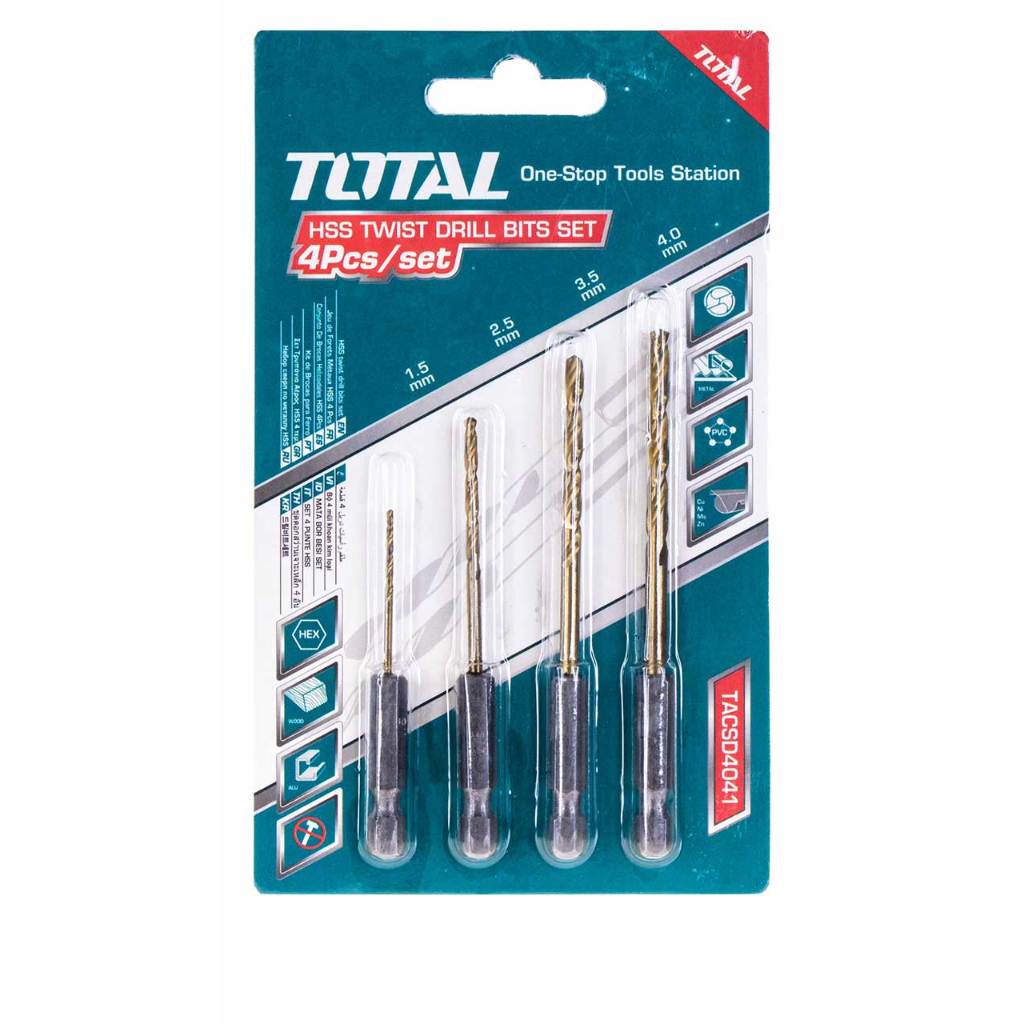 Bộ 5 mũi khoan kính Total, kích thước 4mm - 10mm, mũi khoan đa năng khoan kính, gỗ, gạch men, kim loại - Thinksafe