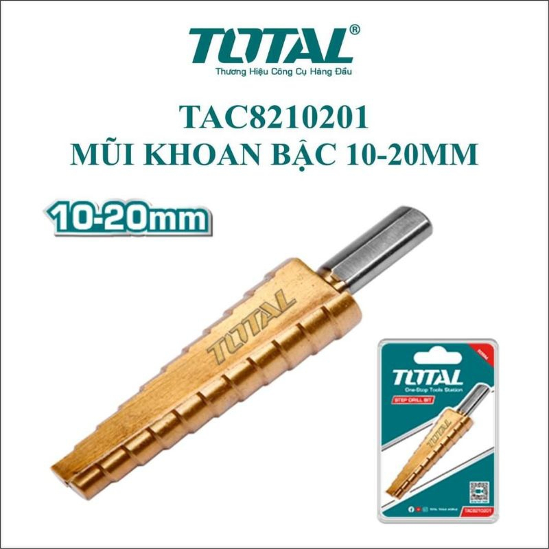 Mũi khoan bậc Total, Kích thước 10mm - 45mm, mũi khoan tháp dùng cho thép tấm, phân phối chính hãng - Thinksafe