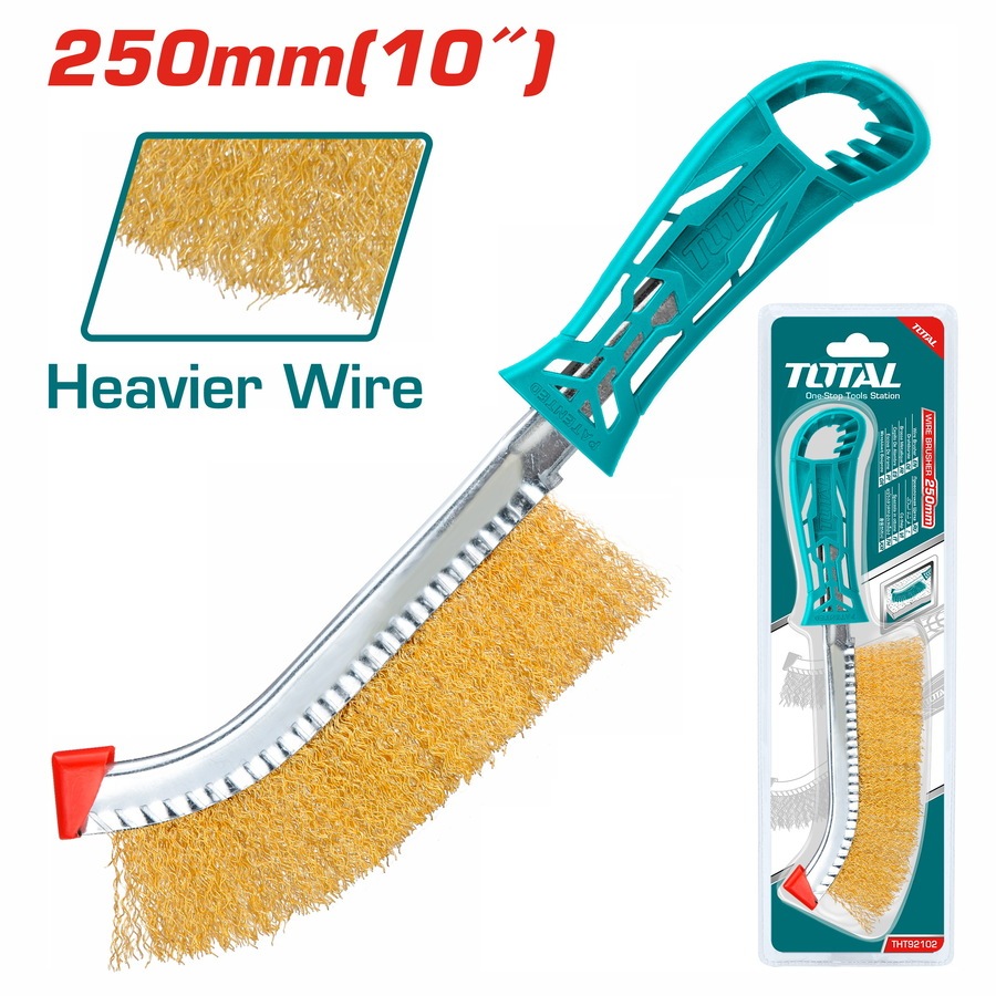 Bàn Chải Thép TOTAL THT92102,  tay cầm nhựa chắc chắn, chiều dài 250mm, phân phối chính hãng - Thinksafe