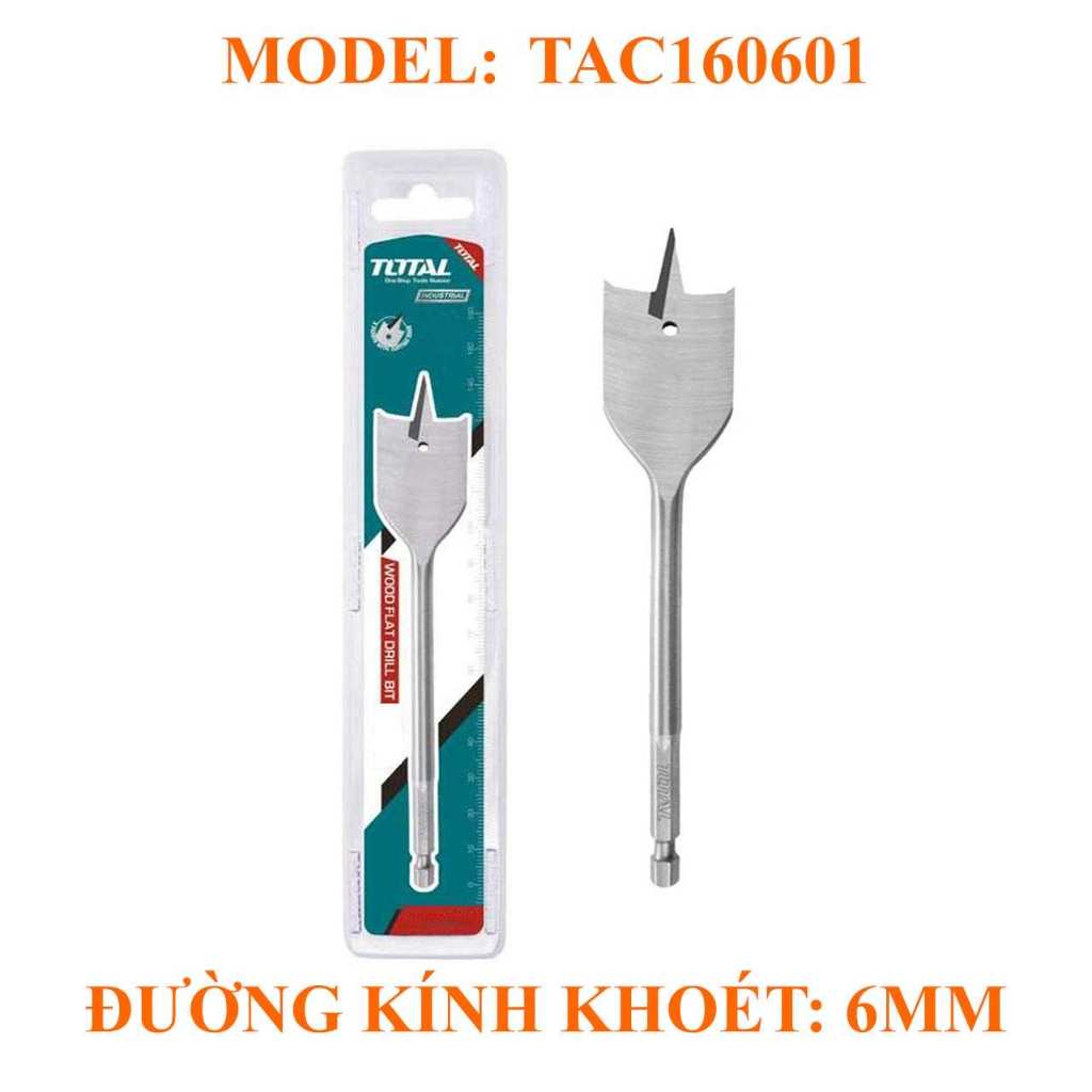 Mũi Khoan Gỗ Đầu Dẹp Total, kích thước 6mm - 32mm, chiều dài mũi 152mm, Mũi Khoan chính hãng - Thinksafe