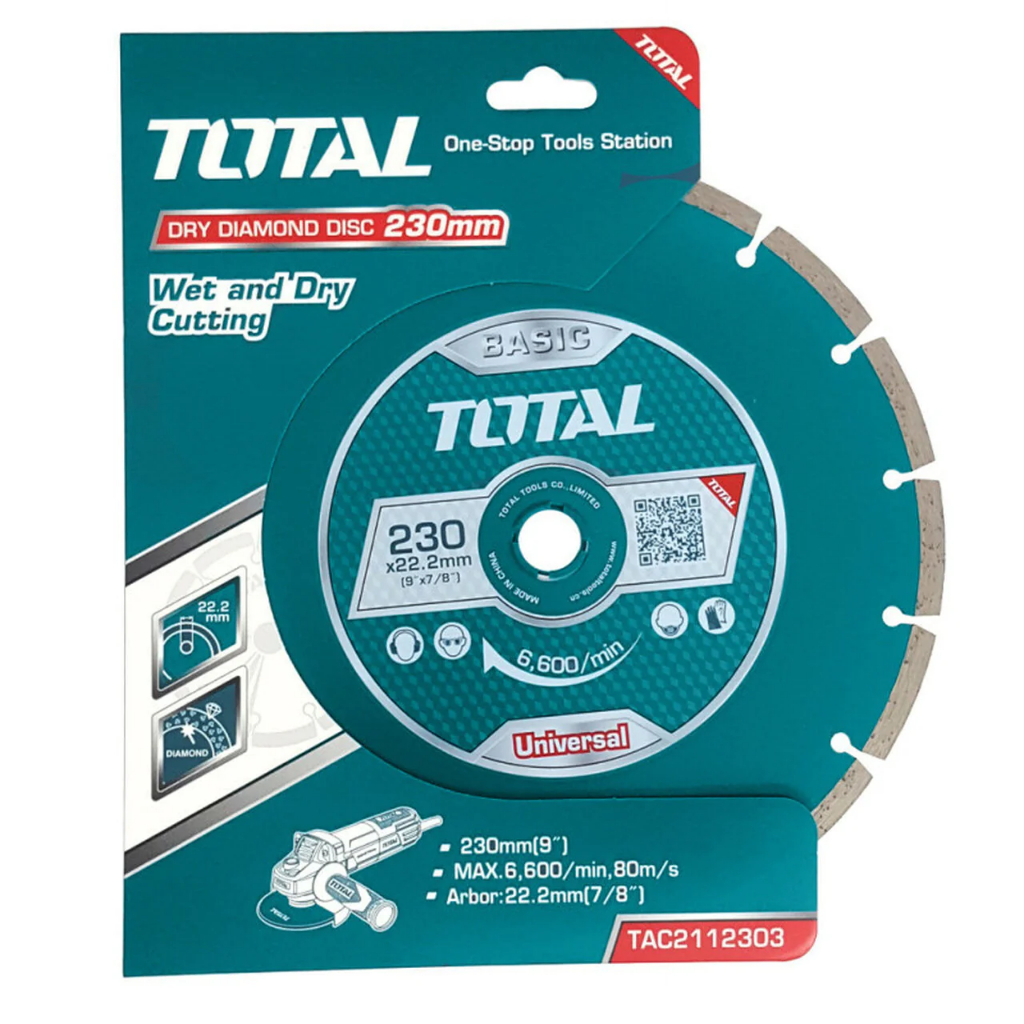 Đĩa cắt gạch khô phủ hợp kim Total, độ rộng hợp kim 7.5mm, kích thước 100mm - 230mm, phân phối chính hãng - Thinksafe