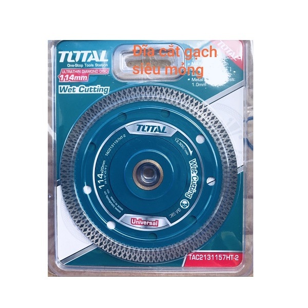 Đĩa cắt gạch Total, kích thước 105 - 114mm, độ dày lưỡi cắt 1mm, dùng cắt ngói, gốm, đá, gạch, đá cẩm thạch - Thinksafe