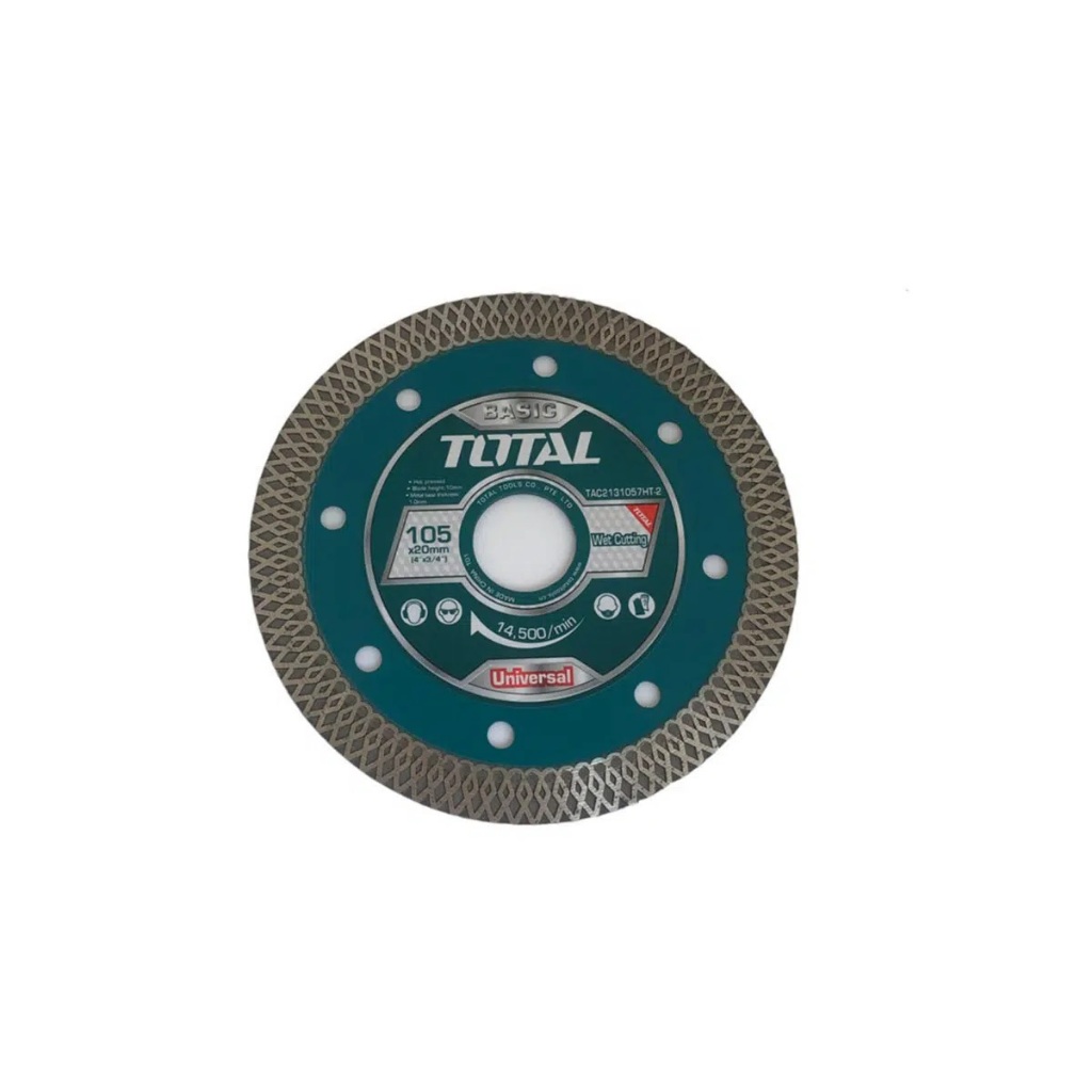 Đĩa cắt gạch Total, kích thước 105 - 114mm, độ dày lưỡi cắt 1mm, dùng cắt ngói, gốm, đá, gạch, đá cẩm thạch - Thinksafe