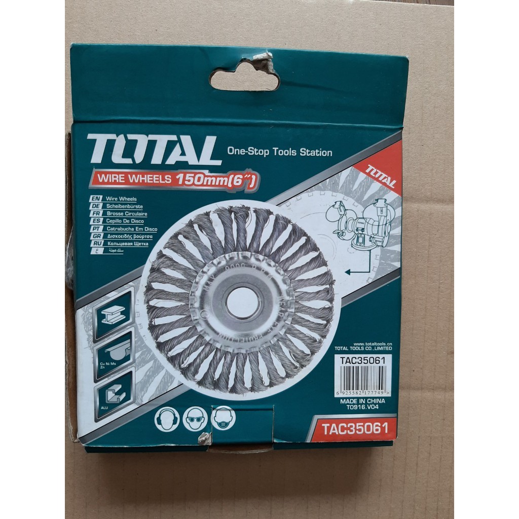 Bánh Cước Thép Xoắn TOTAL, TAC35061, đường kính 150mm, kèm theo vòng tròn sắt, bánh cước chính hãng - Thinksafe