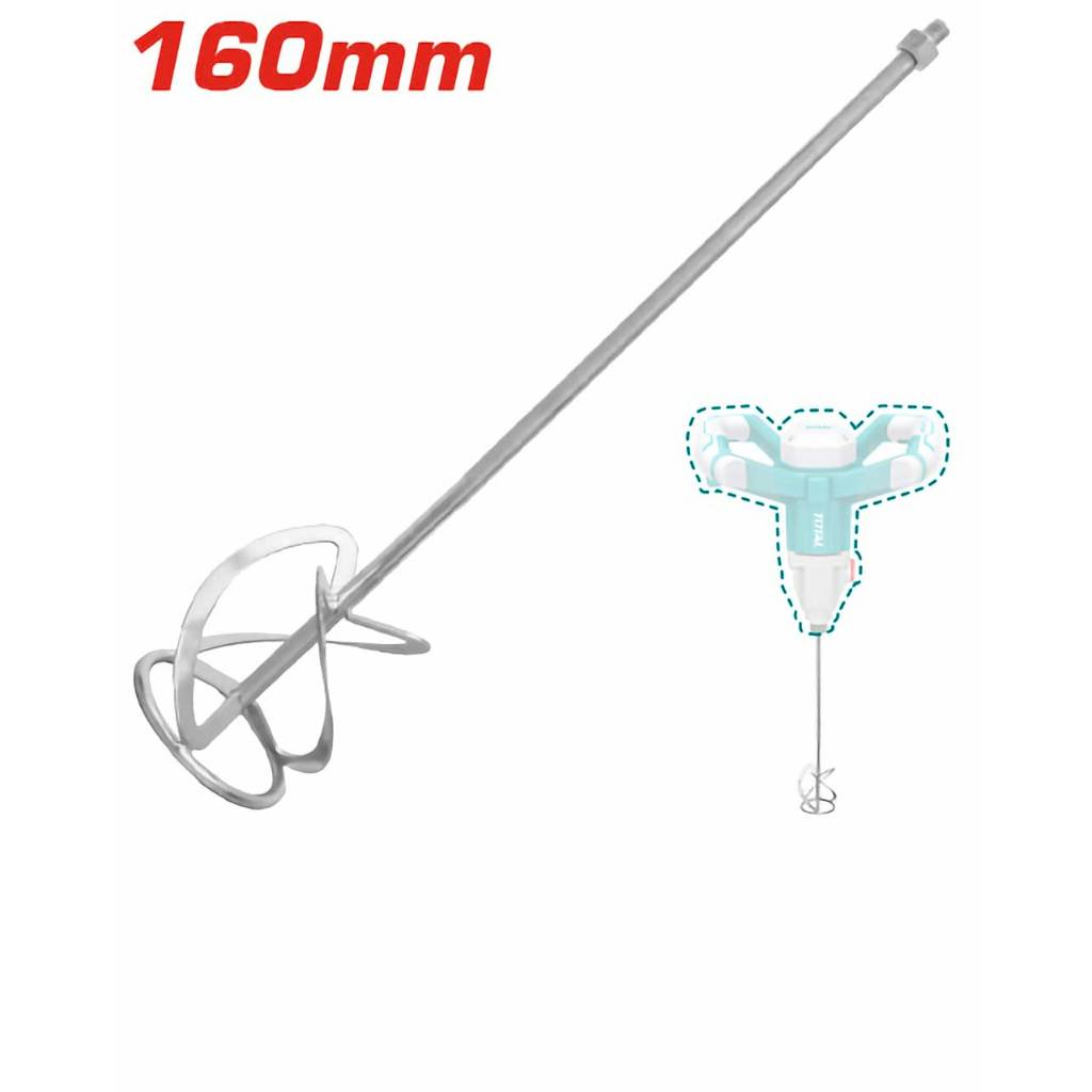 Cần trộn sơn Total, đường kính 120mm - 160mm, cần khuấy sơn, chiều dài 600mm, gắp khớp nối M14x2, chính hãng - Thinksafe