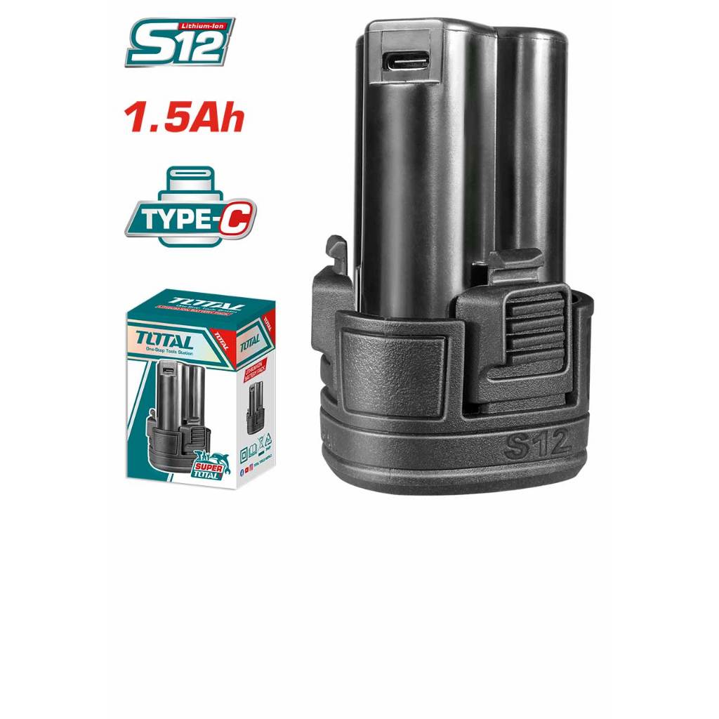 Pin 12V TOTAL, dung lượng 1.5Ah, cổng sạc Type C, Pin Lithium-Ion 1.5Ah, phân phối chính hãng - Thinksafe