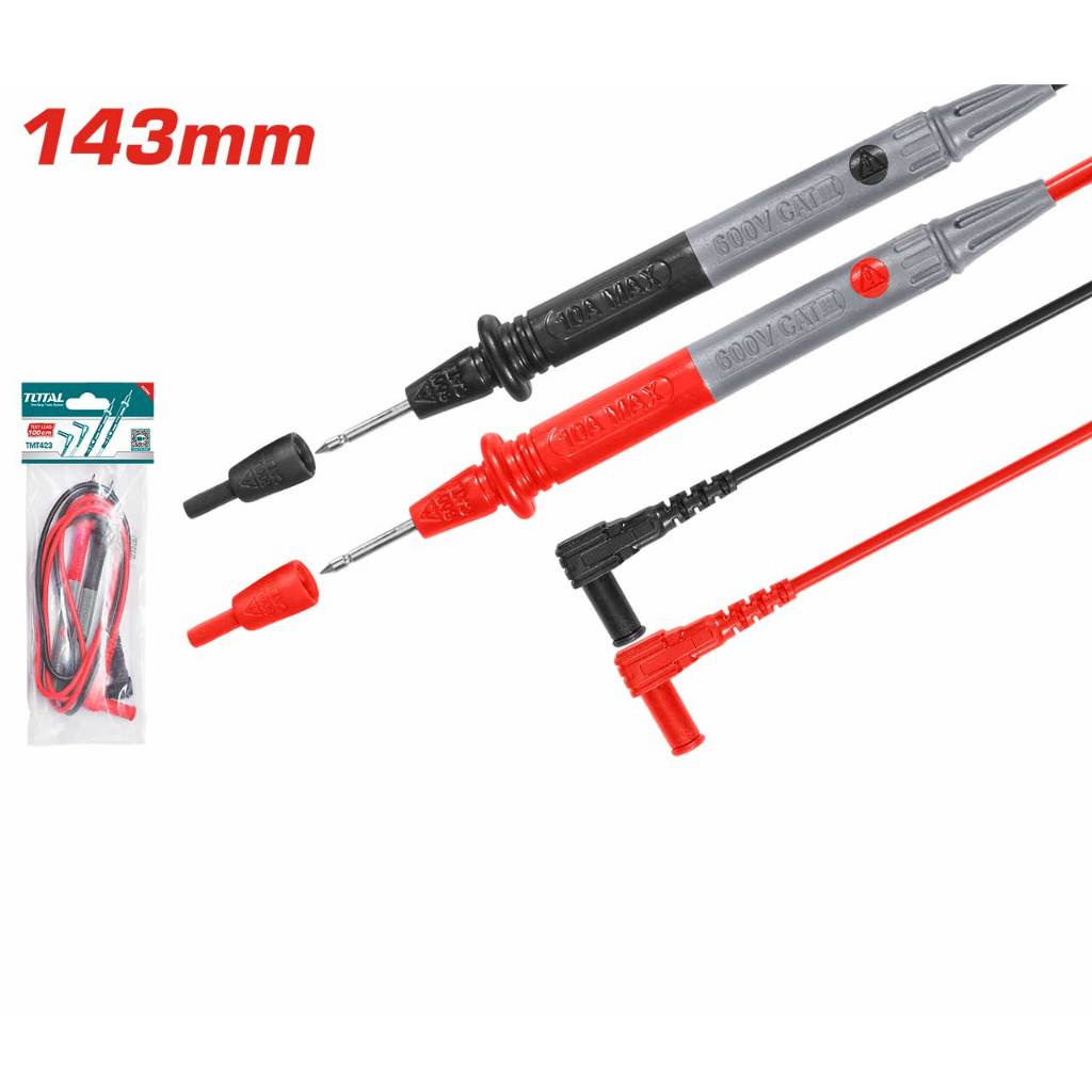 Dây đo ampe Total TMT422 TMT423, chiều dài 117-143mm, tương thích với đồng hồ đo điện vạn năng, chính hãng - Thinksafe