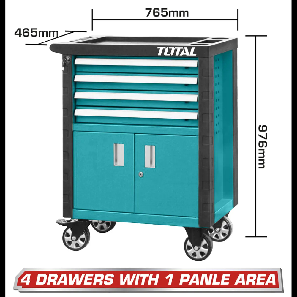 Tủ đồ nghề Total, xe đựng dụng cụ 4 ngăn - 7 ngăn, Độ dày của tủ 0.8-1.0mm, chịu tải lớn Tủ kéo đựng công cụ - Thinksafe