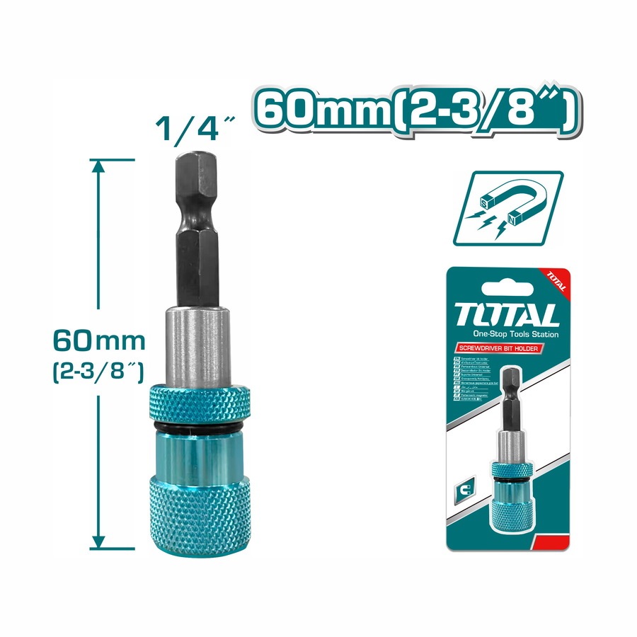 Mũi gắn vặn vít 60mm Total TAC462602, Thoát ra nhanh chóng, Cấu trúc một mảnh cho momen xoắn lớn, có từ tính - Thinksafe