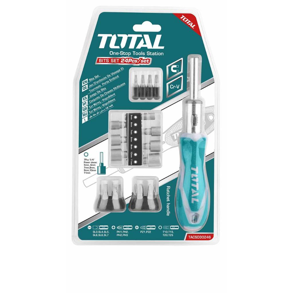 Bộ tua vít đa năng Total 24 - 33 chi tiết, chất liệu Crv bộ tuốc nơ vít cầm tay đa năng Tô vít sửa điện thoại -Thinksafe