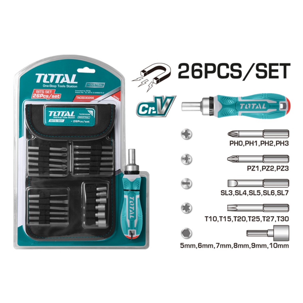 Bộ tua vít đa năng Total 24 - 33 chi tiết, chất liệu Crv bộ tuốc nơ vít cầm tay đa năng Tô vít sửa điện thoại -Thinksafe
