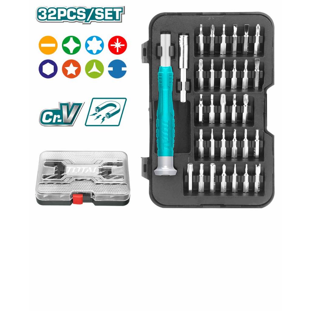 Bộ tua vít đa năng Total 24 - 33 chi tiết, chất liệu Crv bộ tuốc nơ vít cầm tay đa năng Tô vít sửa điện thoại -Thinksafe