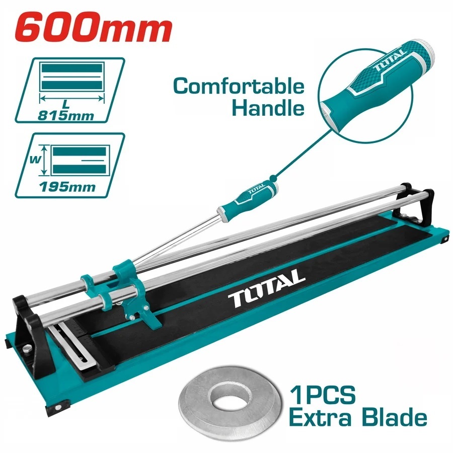 Bàn cắt gạch đẩy tay Total, chiều dài cắt 600mm - 800mm, bàn cắt xách tay độ dày cắt 12mm - 14mm, kèm lưỡi - Thinksafe