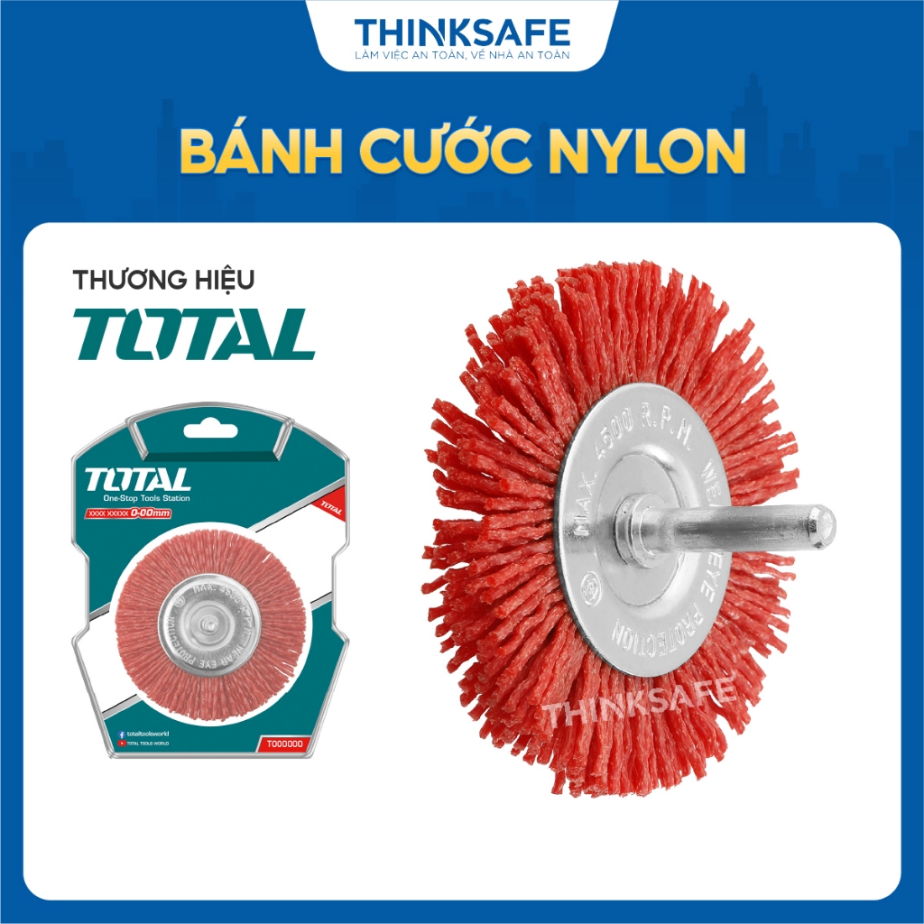 Bánh cước nylon Total, kích thước 75mm - 100mm, đường kính cốt 6.3mm, phân phối chính hãng - Thinksafe