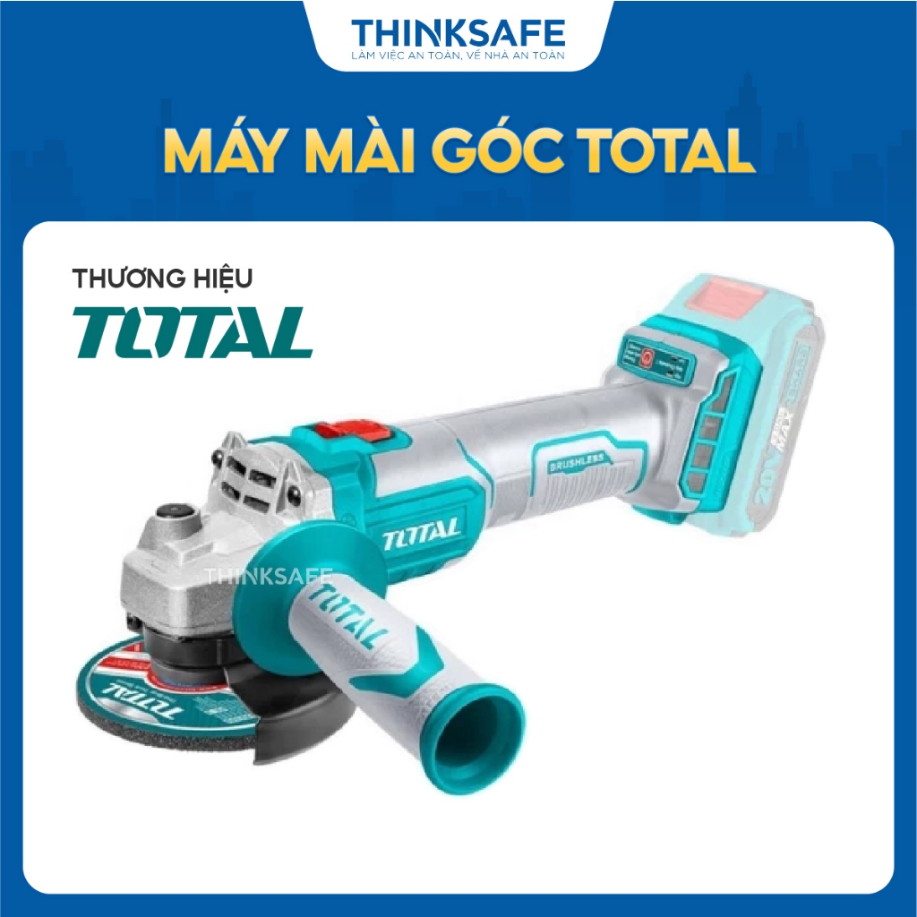 Máy mài góc pin 20V TOTAL motor không chổi than đĩa mài 125mm trục chính M14, cắt mài chà nhám - Thinksafe