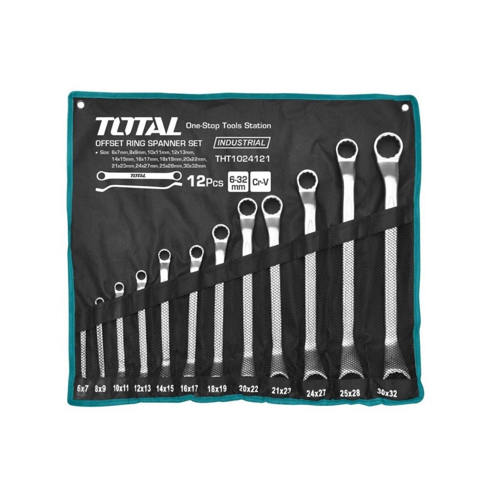 Bộ cờ lê hai vòng 12 chi tiết TOTAL 6-32mm cờ lê chất liệu Cr-V siêu cứng, chống rỉ, chính hãng - THINKSAFE