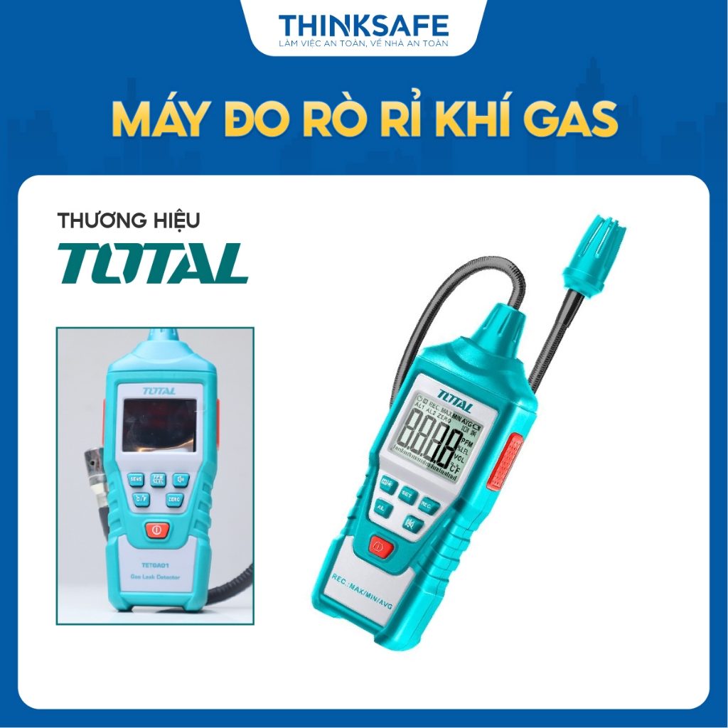 Máy đo rò rỉ khí gas kỹ thuật số Total TETGA01 TETGA23, phát hiện khí dễ cháy, dùng pin AA chính hãng - Thinksafe