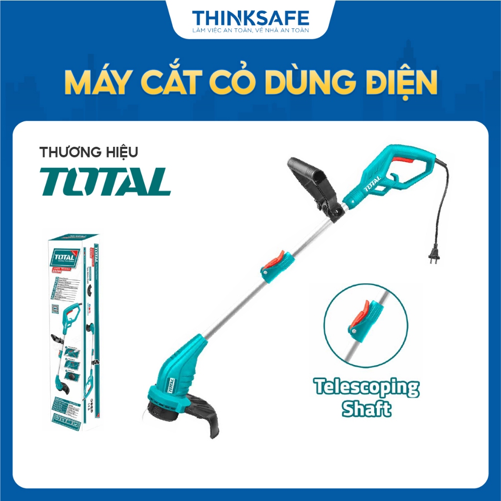 Máy cắt cỏ dùng điện TOTAL TG103512, công suất 350W, tốc độ không tải 11000v/p, máy phát cỏ chính hãng - Thinksafe