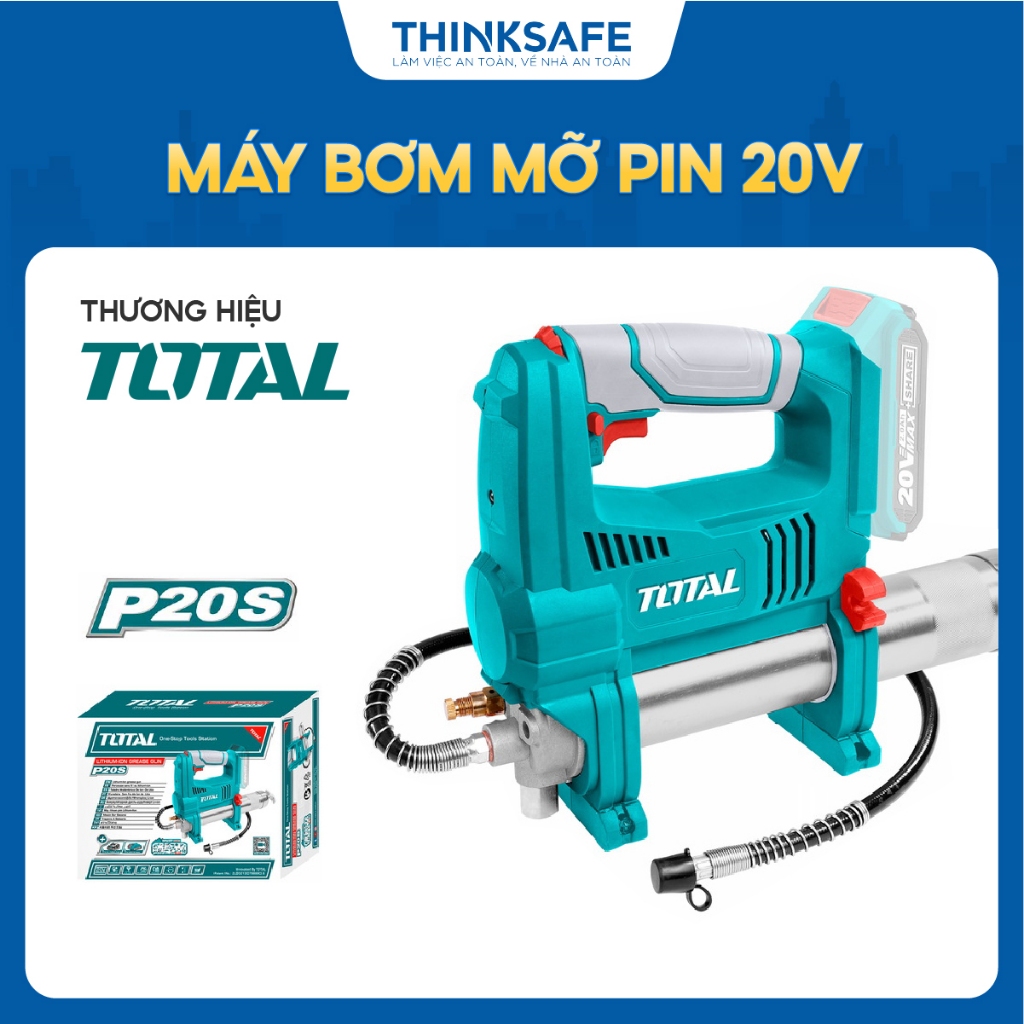 Máy bơm mỡ dùng pin 20V TOTAL TGGLI2010, áp suất 10000psi, chiều dài ống bơm 76cm, không kèm theo pin sạc - Thinksafe