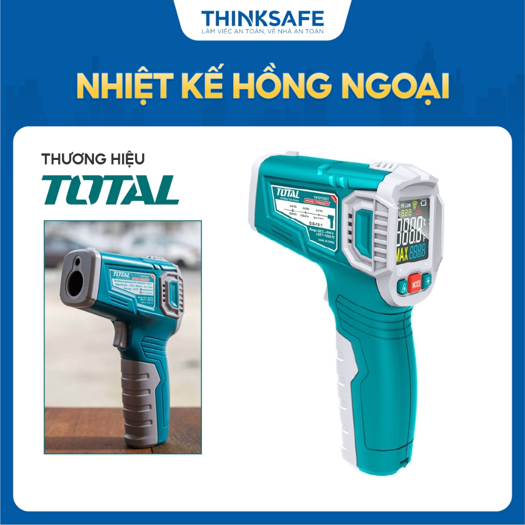 Nhiệt kế hồng ngoại Total THIT0155028, nhiệt độ -50°C đến 450°C, không dành đo nhiệt độ cơ thể người - Thinksafe