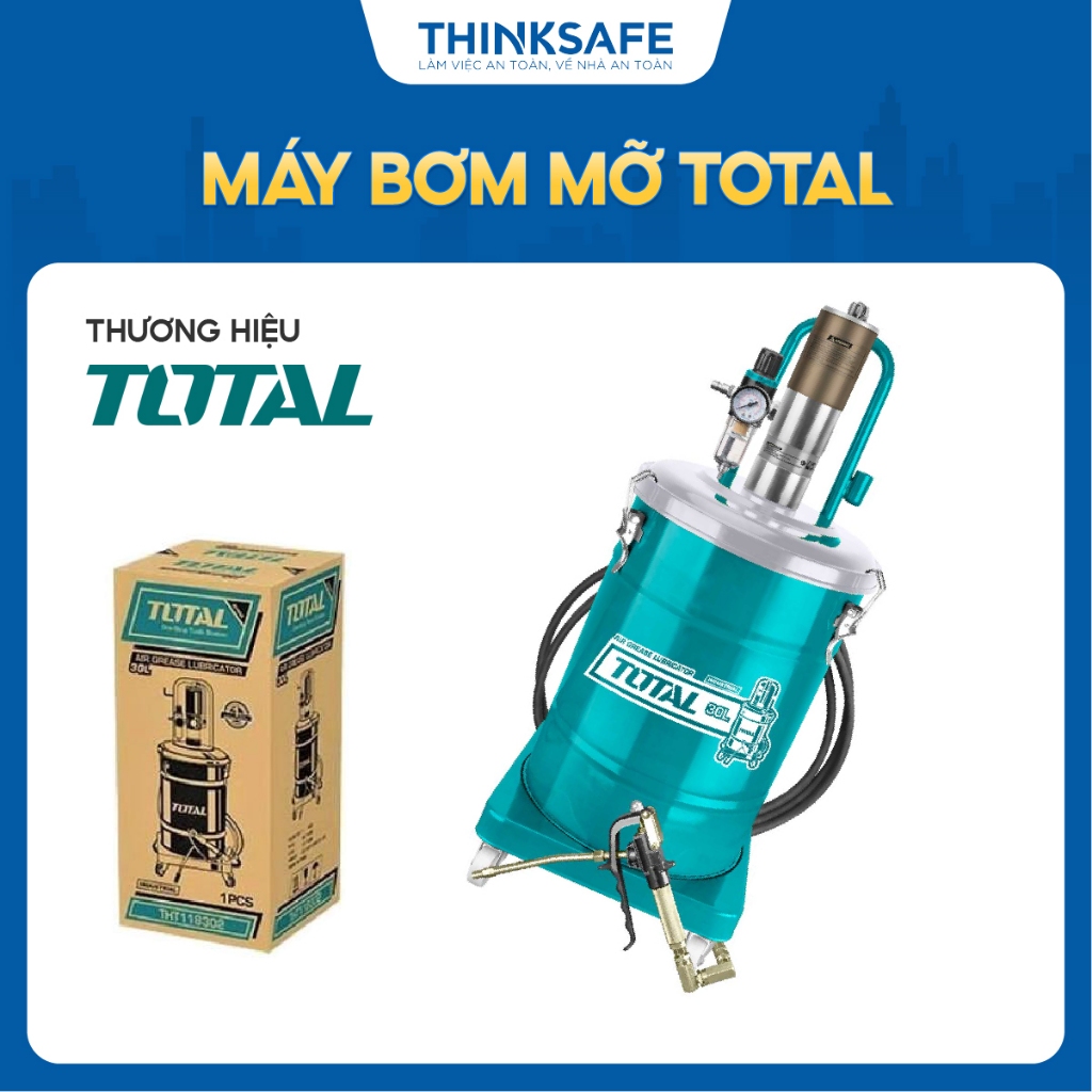 Máy bơm mỡ Total, khả năng chưa 30L, áp suất tối đa 400 bar, đường kính bình trụ 70 mm, phân phối chính hãng - Thinksafe