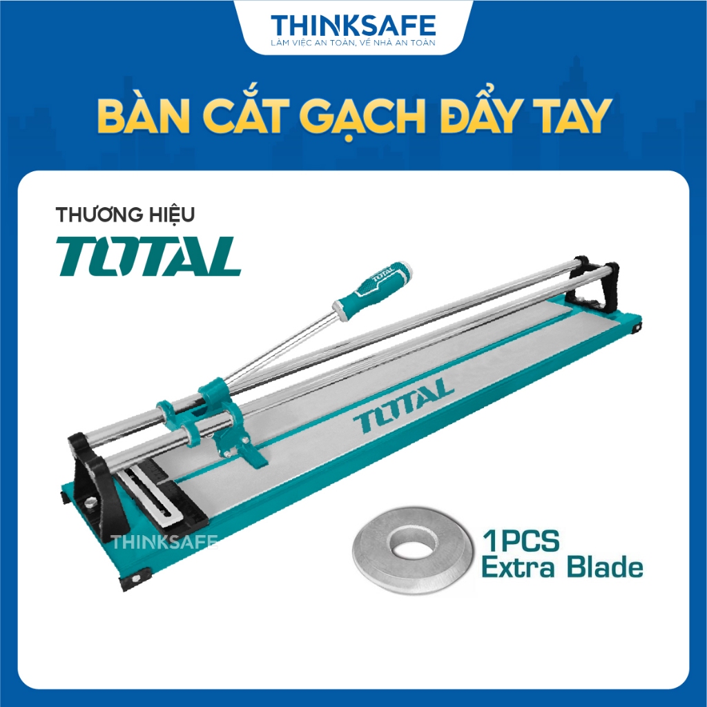 Bàn cắt gạch đẩy tay Total, chiều dài cắt 600mm - 800mm, bàn cắt xách tay độ dày cắt 12mm - 14mm, kèm lưỡi - Thinksafe