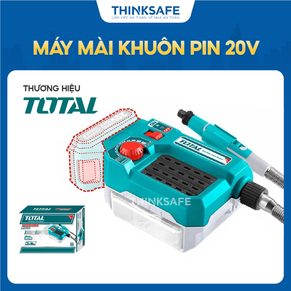 Máy mài khuôn dùng pin TOTAL 12V-20V, Tốc độ thay đổi, Kích thước mũi mài 3.2mm, phân phối chính hãng Thinksafe