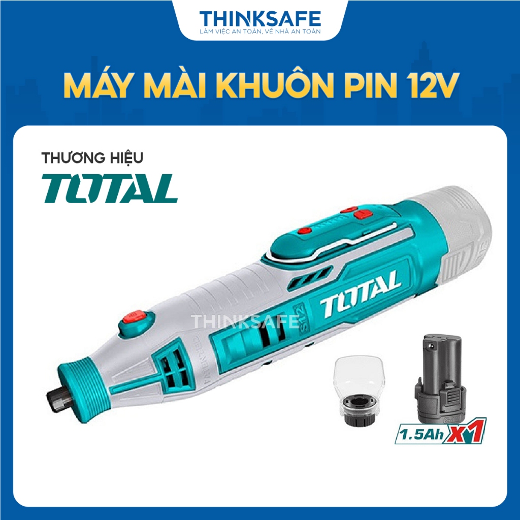 Máy mài khuôn dùng pin TOTAL 12V-20V, Tốc độ thay đổi, Kích thước mũi mài 3.2mm, phân phối chính hãng Thinksafe