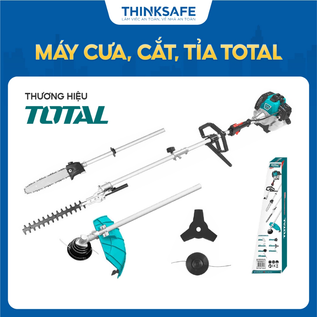 Máy cưa cắt tỉa đa năng dùng xăng TOTAL, công suất 1.4Kw, tốc độ tối đa 10000rpm, động cơ 2 thì mạnh mẽ - Thinksafe