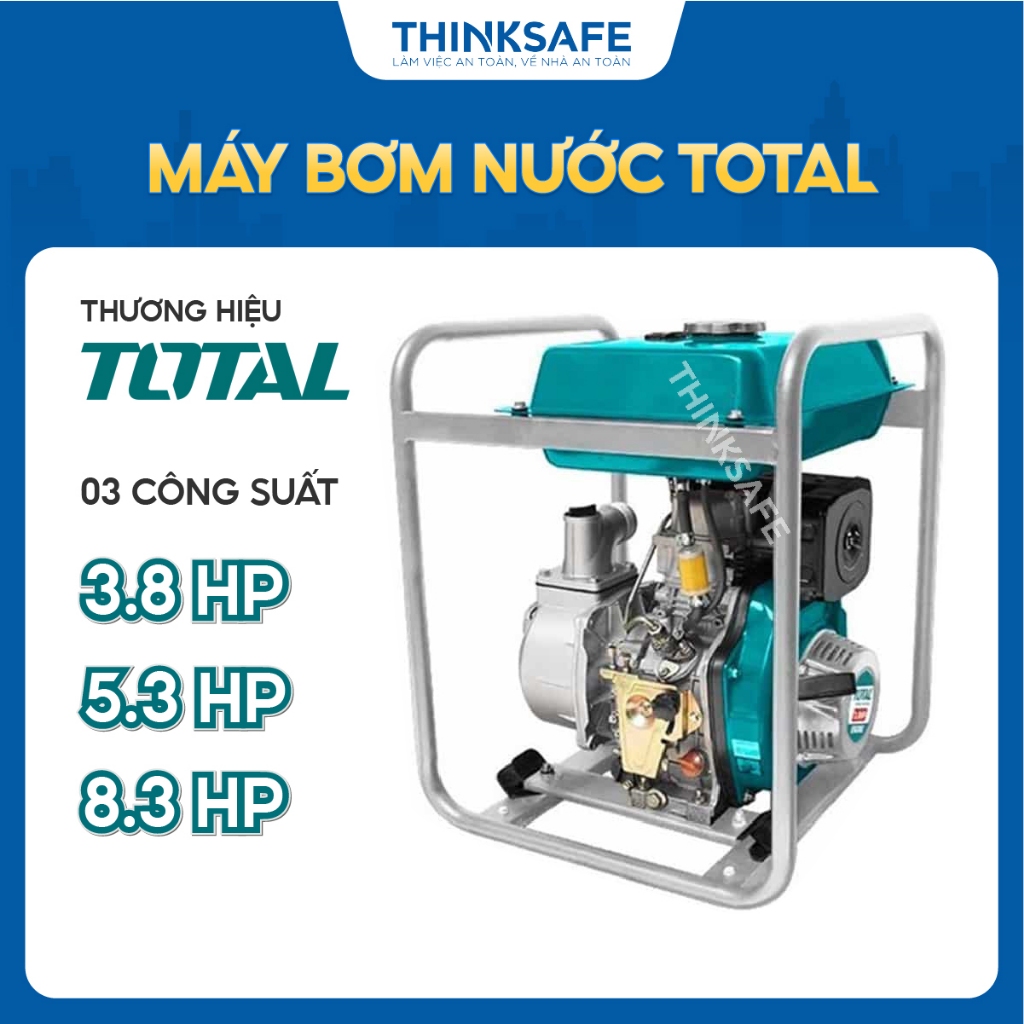 Máy bơm nước dùng dầu Điezen TOTAl, ống 50mm - 100 mm, công suất bơm thay đổi, hệ thống khởi động giật nổ - Thinksafe