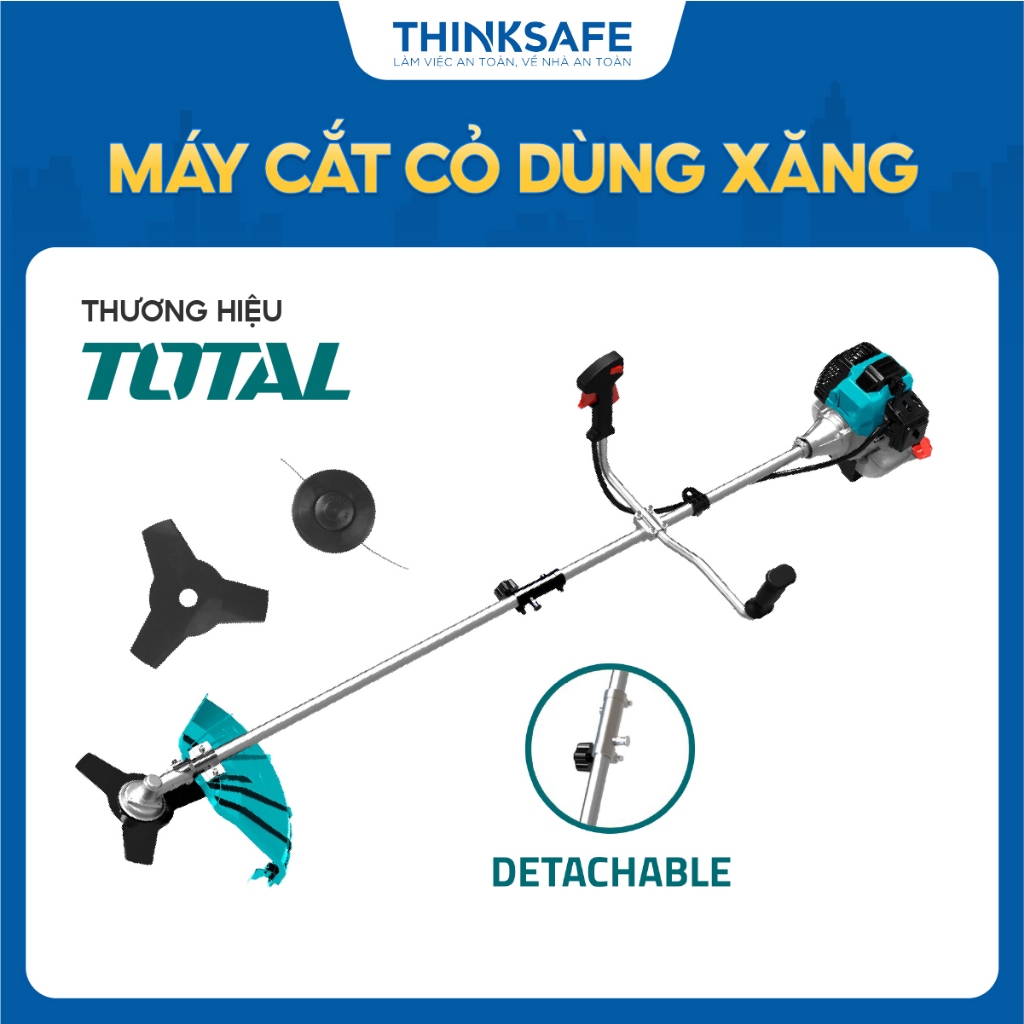 Máy cắt cỏ dùng xăng Total công suất 1.25Kw - 2.4Kw, máy cắt cầm tay, tốc độ tối đa 9000v/p, động cơ 2 thì - Thinksafe